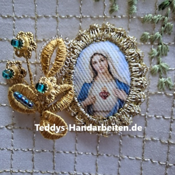 Heiligenbild  HB-CH-E208  Herz Maria  mit Goldrand  22x30mm