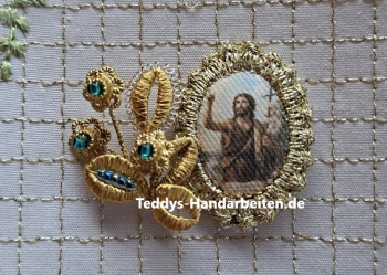Heiligenbild  HB-CH-E216  Johannes der Täufer  mit Goldrand  22x30mm