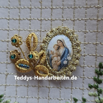 Heiligenbild  HB-CH-E220  Maria mit Kind  mit Goldrand  22x30mm