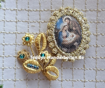 Heiligenbild  HB-CH-E226  Hl.Familie  mit Goldrand  22x30mm