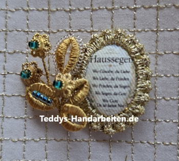 Heiligenbild  HB-CH-E227  Haussegen  mit Goldrand  22x30mm