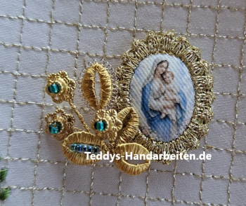 Heiligenbild  HB-CH-E229  Madonna mit Kind  mit Goldrand  22x30mm