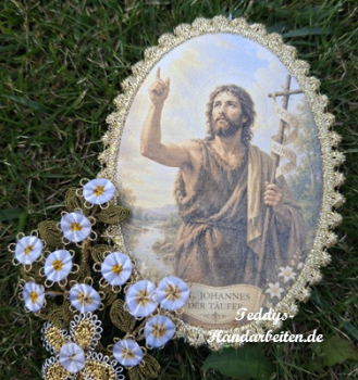 Heiligenbild  HB-CH-D216  Johannes der Täufer mit Goldrand  65x85mm