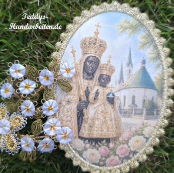 Heiligenbild  HB-CH-F244   Madonna  mit Goldrand  75x105mm