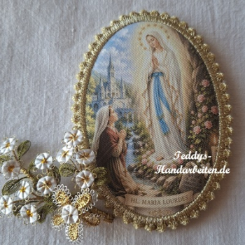 Heiligenbild  HB-CH-M265  Madonna v. Lourdes  mit Goldrand  52x72mm