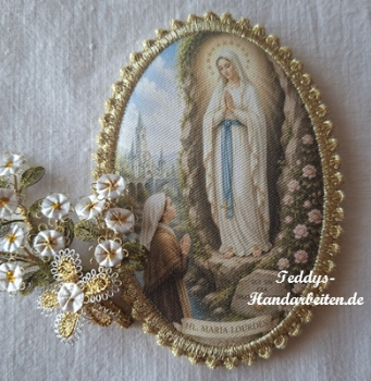 Heiligenbild  HB-CH-M267  Madonna v. Lourdes   mit Goldrand   52x72mm