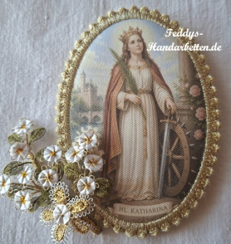Heiligenbild  HB-CH-M270  Hl. Katharina  mit Goldrand  52x72mm