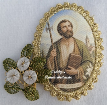 Heiligenbild  HB-CH-F257  Hl. Matthias  mit Goldrand  75x105mm