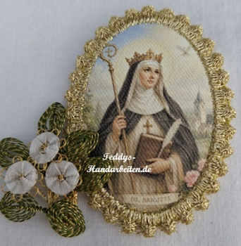 Heiligenbild  HB-CH-M259  Hl. Brigitte  mit Goldrand  52x72mm