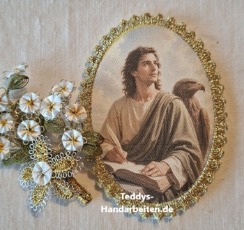 Heiligenbild  HB-CH-F404 Evangelist Johannes  mit Goldrand 75x105mm