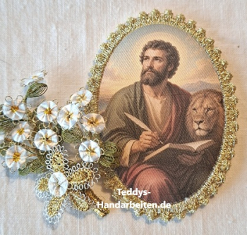Heiligenbild  HB-CH-F405 Evangelist Markus  mit Goldrand  75x105mm
