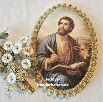 Heiligenbild  HB-CH-F406  Evangelist Lukas  mit Goldrand  75x105mm