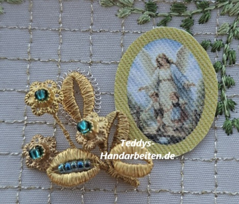 Heiligenbild  HB-CH-E211   Schutzengel  (ohne Stickrand)   20x25mm