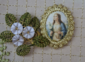 Heiligenbild  HB-CH-E247  Hl. Christine  mit Goldrand  22x30mm