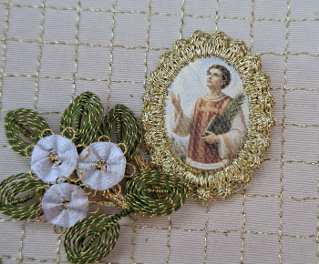 Heiligenbild  HB-CH-E249  Hl.Stephanus  mit Goldrand  22x30mm