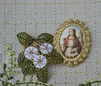 Heiligenbild  HB-CH-E252  Hl. Barbara  mit Goldrand  22x30mm