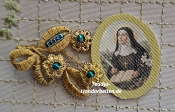 Heiligenbild  HB-CH-E256  Hildegard v. Bingen  (ohne Stickrand)    20x25mm
