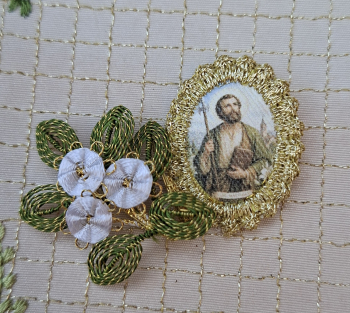 Heiligenbild  HB-CH-E257  Hl. Matthias  mit Goldrand  22x30mm