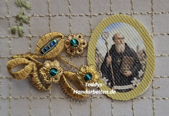 Heiligenbild  HB-CH-E258   Hl. Benedikt  (ohne Stickrand)   20x25mm
