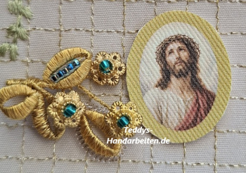 Heiligenbild  HB-CH-E260  Jesus mit Dornenkrone (ohne Stickrand)    20x25mm