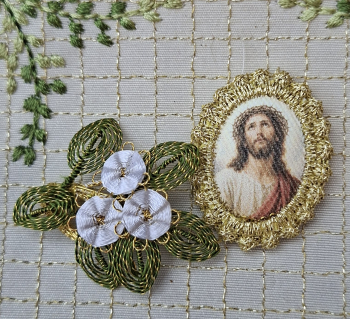 Heiligenbild  HB-CH-E260 Jesus mit Dornenkrone  mit Goldrand  22x30mm