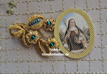 Heiligenbild  HB-CH-E266  Hl. Edeltraud  (ohne Stickrand)    20x25mm