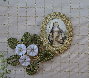 Heiligenbild  HB-CH-E268 Walburga  mit Goldrand  22x30mm