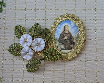 Heiligenbild  HB-CH-E279 Hl. Franziska  mit Goldrand  22x30mm