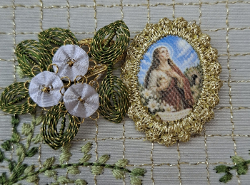 Heiligenbild  HB-CH-E284  Hl. Maria Magdalena  mit Goldrand  22x30mm