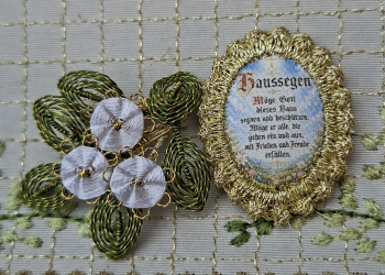 Heiligenbild  HB-CH-E288 Haussegen  mit Goldrand  22x30mm