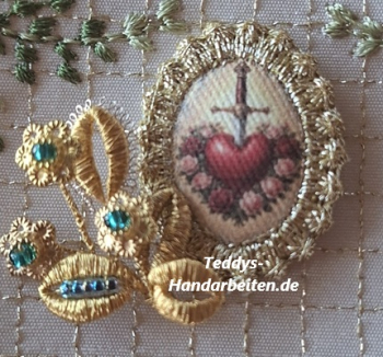 Heiligenbild  HB-CH-E291  Herz mit Blütenrand  mit Goldrand  22x30mm