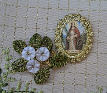 Heiligenbild  HB-CH-E307  Hl. Margareta  mit Goldrand  22x30mm