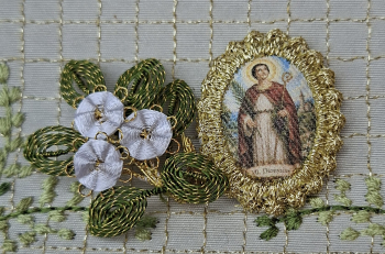 Heiligenbild  HB-CH-E317  Hl. Dionysius  mit Goldrand  22x30mm