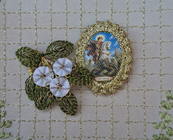 Heiligenbild  HB-CH-E318  Hl. Georg  mit Goldrand  22x30mm