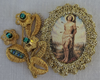 Heiligenbild  HB-CH-E342 Hl. Sebastian  mit Goldrand  22x30mm