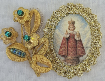 Heiligenbild  HB-CH-E343 Prager Jesulein  mit Goldrand  22x30mm