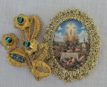 Heiligenbild  HB-CH-E344 Ernte Dank  mit Goldrand  22x30mm