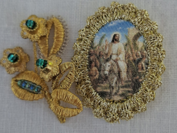 Heiligenbild  HB-CH-E345 Palmsonntag  mit Goldrand  22x30mm