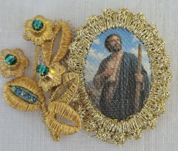 Heiligenbild  HB-CH-E352 Hl. Thomas  mit Goldrand  22x30mm
