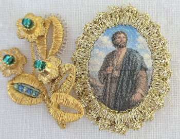 Heiligenbild  HB-CH-E353 Hl. Jakobus d. Jüngere  mit Goldrand  22x30mm