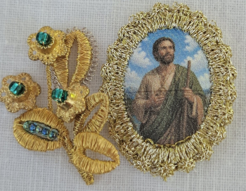 Heiligenbild  HB-CH-E354 Judas Thaddäus  mit Goldrand  22x30mm