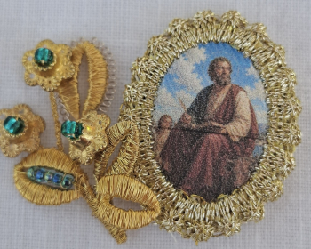 Heiligenbild  HB-CH-E355 Matthäus   mit Goldrand  22x30mm