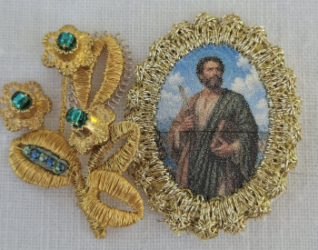 Heiligenbild  HB-CH-E356 Hl. Bartholomäus  mit Goldrand  22x30mm