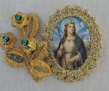 Heiligenbild  HB-CH-E370 Hl. Ursula   mit Goldrand  22x30mm