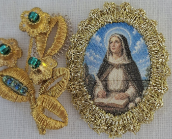 Heiligenbild  HB-CH-E371  Hl. Roswitha    mit Goldrand  22x30mm