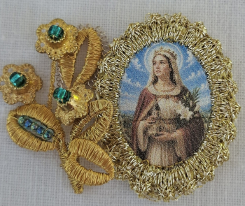 Heiligenbild  HB-CH-E372 Hl. Amalie  mit Goldrand  22x30mm