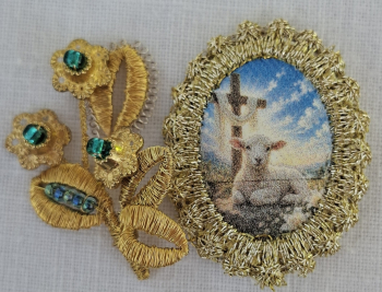 Heiligenbild  HB-CH-E373 Osterlamm  mit Goldrand  22x30mm