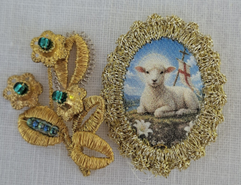 Heiligenbild  HB-CH-E376 Osterlamm  mit Goldrand  22x30mm