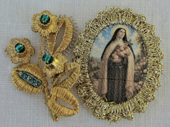 Heiligenbild  HB-CH-E378 Hl. Theresia  mit Goldrand  22x30mm