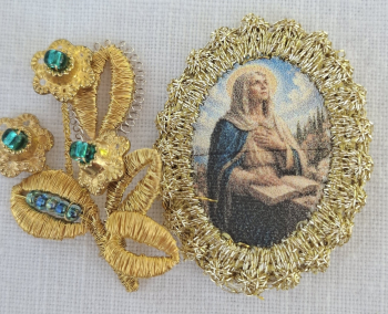 Heiligenbild  HB-CH-E381 Hl. Monika mit Goldrand  22x30mm